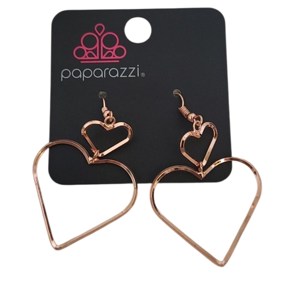 Paparazzi Heartbeat Harmony Earrings Rose Gold NWT